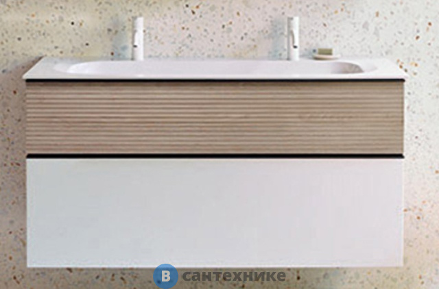 Тумба Burgbad Fiumo с умывальником 1220х490х600 мм. 2 отв под смеситель, верхн ящик в цвете FOT45, нижний ящик и база цвет F3956, ручка G0200 (SFXO122F3956FOT45G0200C0001*2)