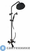 Душевая стойка Slezak RAV MORAVA RETRO MK159.5/3CMATSM для ванной с верхним душем, чёрный матовый, бронза