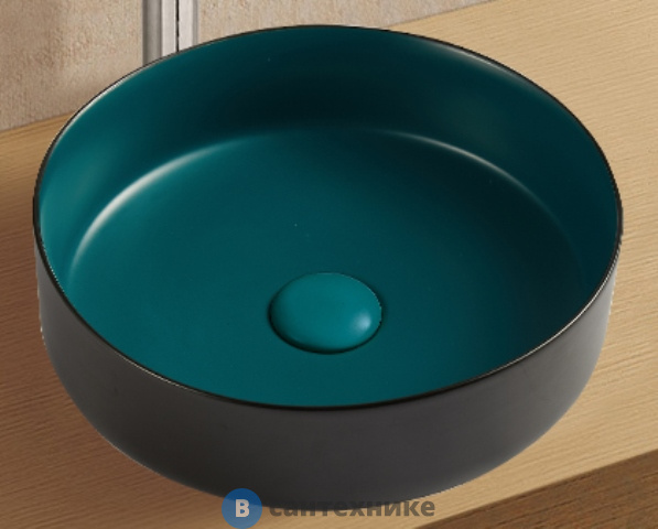 Раковина WELTWASSER ELBACH M3134 BBG накладная (чёрная зеленая) /355х355х120/