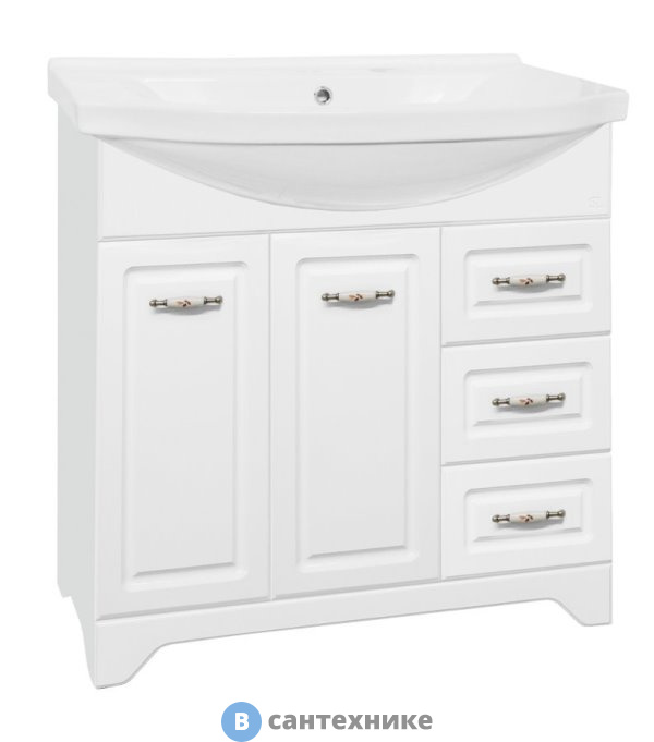 Тумба под раковину Style line Олеандр-2 90 (3 ящика) белый (4650134471793)