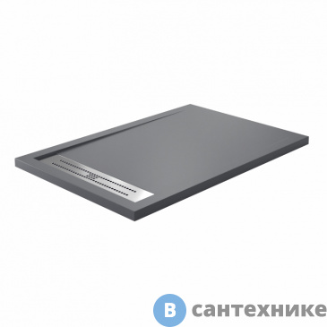 картинка Душевой поддон WasserKRAFT Wiese 84T36 1400*900*40, искусственный камень, серый матовый, без сифона