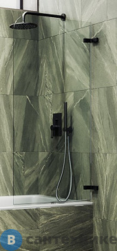 картинка Шторка для ванны поворотная на петлях MaybahGlass 1400*405 Стекло 6 мм Бесцветное (MGV-644-6)