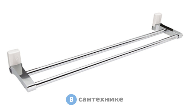 Штанга для полотенец WasserKRAFT Leine K-5040 White двойная металл, хромоникелевое покрытие, ABS - пластик