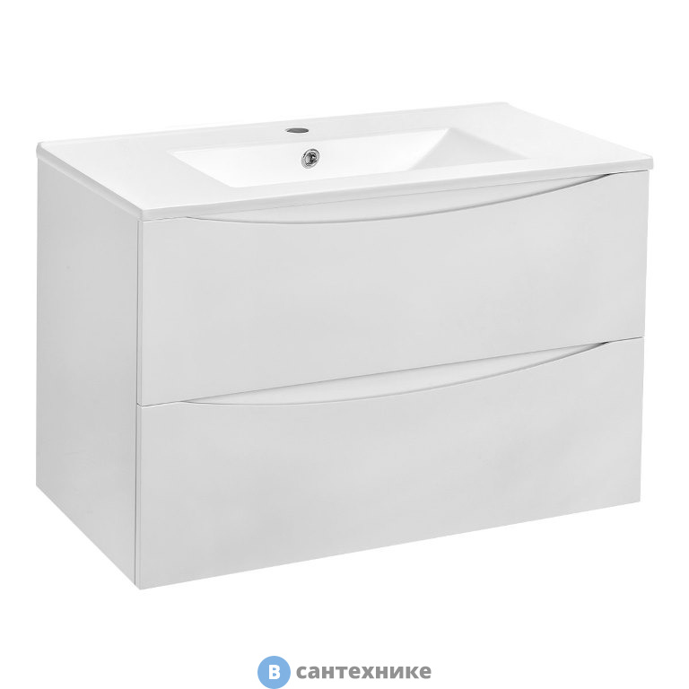 Тумба под раковину Vincea Mia 800 подвесная, 2 выкатных ящика soft close, G.White (VMC-2MC800GW)