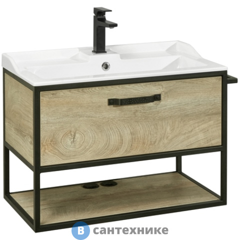 Тумба с раковиной Акватон Лофт Фабрик 80 Дуб Эндгрейн/Фабиа 80 (1A2424K1LTDU0)