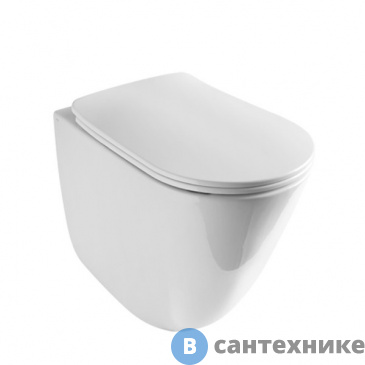 картинка Унитаз приставной AXA Eva 8801401 550х360 мм, безободковый, White Glossy, без сиденья