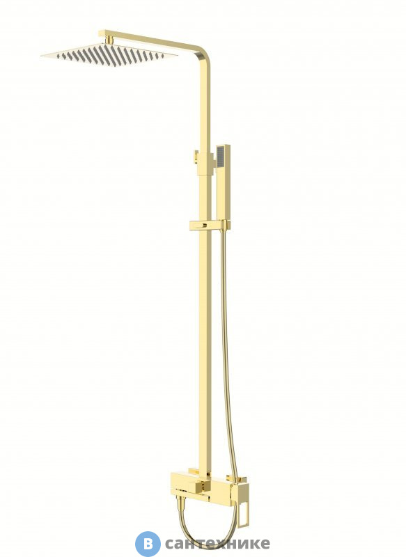 Душевая стойка BelBagno LUCE LUC-VSCM-ORO со смесителем для ванны, верхним и ручным душем, золото