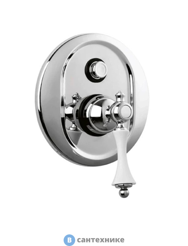 Смеситель Cezares MARGOT-VDIM-01-Bi встраиваемый однорычажный для душа с переключателем, хром, ручка белая