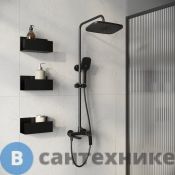 Душевая стойка Grossman Mercury 500.K35.10.210 с верхним душем, ручной лейкой и смесителем, черный матовый