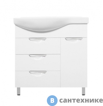 картинка Тумба под раковину Style line Жасмин 82 (3 ящ.) с корзиной, правая (4650134471519)