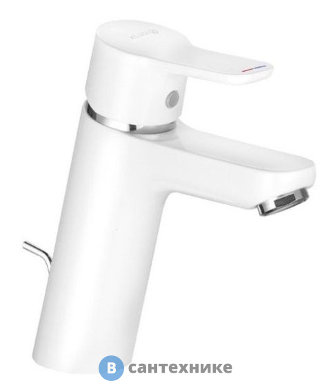 Однорычажный смеситель Kludi PURE&EASY XL 372909165 на умывальник, с донн. клапаном, белый