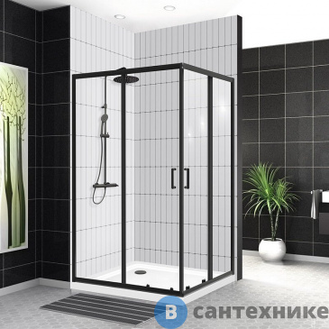 картинка Душевой уголок BelBagno UNO-195-AH-2-100/80-C-NERO без поддона