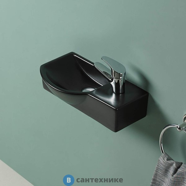 Раковина WELTWASSER AISBACH 7940 MT-BL R подвесная (матовая черная) 400х220х120 мм