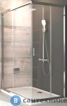картинка Душевое ограждение Ravak Blix BLRV2K-90 сатин + стекло Транспарент (1XV70U00Z1)