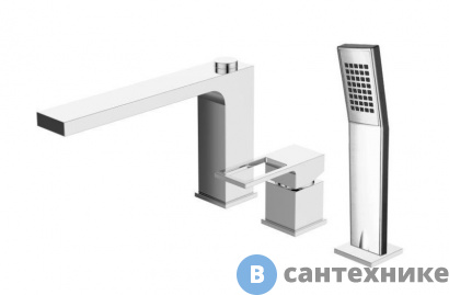 картинка Смеситель BelBagno ROM-BVD-CRM на борт ванны с ручным выдвижным душем, хром