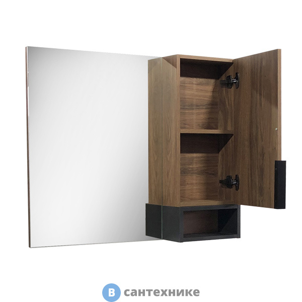 Зеркало-шкаф Comforty Штутгарт-90 дуб тёмно-коричневый