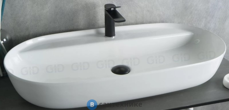 Раковина накладная GID-ceramic N9347 белый (810х410х140)
