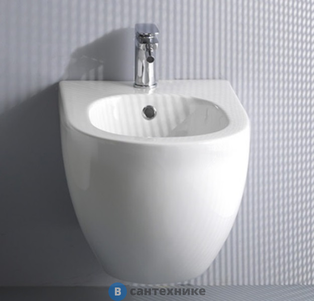 Биде подвесное AXA Glomp 0202001 510х365 мм, 1-отв. под смеситель, White Glossy