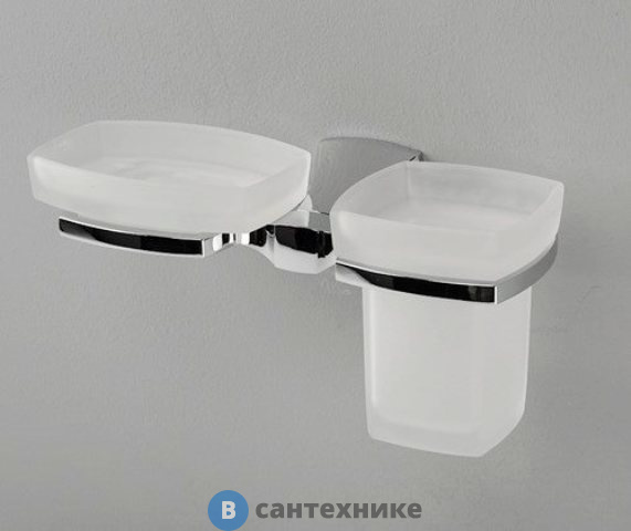 Держатель стакана и мыльницы WasserKRAFT Wern K-2526 металл, хромоникелевое покрытие, матовое стекло