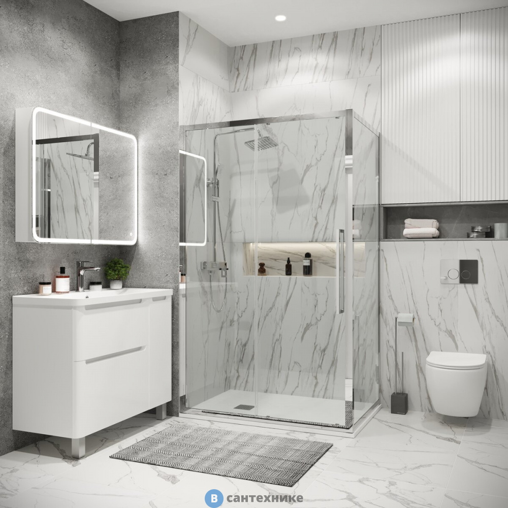 Душевое ограждение Grossman Cosmo (120х100х195) раздвижная, хром, стекло прозрачное (120.K33.02.1210.10.00)