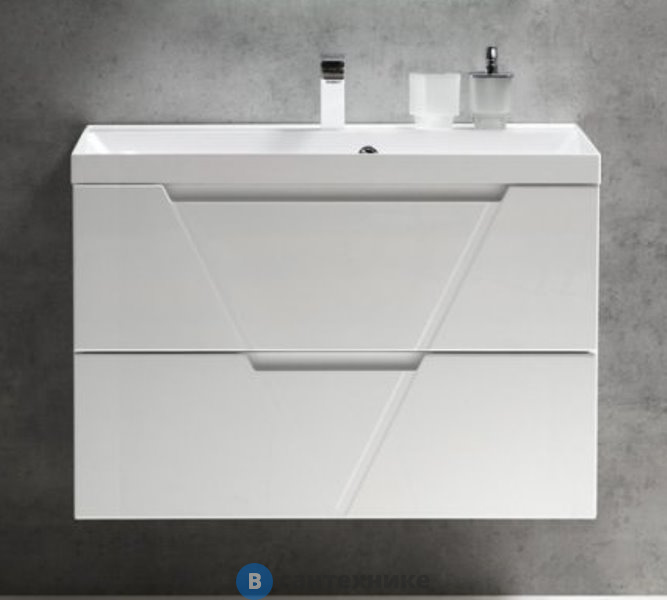 Тумба под раковину BelBagno VITTORIA подвесная с двумя выкатными ящиками, Bianco Lucido, 900x450x570 (VITTORIA-900-2C-SO-BL-P)