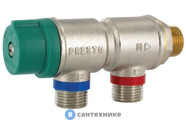 Термостатический регулятор Presto 29007 со встроенной блокировкой, подвод 3/4