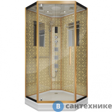 картинка Душевая кабина Niagara NG-7717G (1000x1000х2150) низкий поддон стенки золото