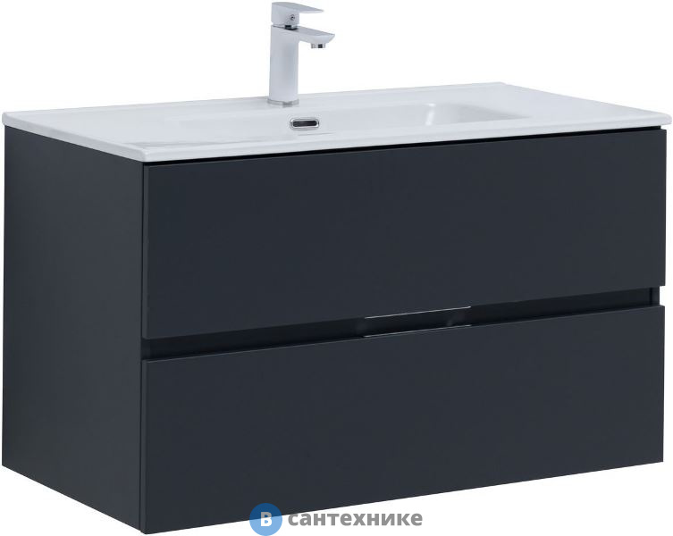 Тумба под раковину Aquanet Алвита new 90 антрацит (303919)