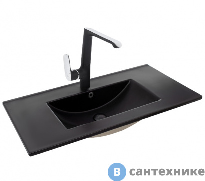 картинка Раковина WELTWASSER DEILBACH 7506- 90 MT- BL врезная (матовая чёрная) /910х470х180/