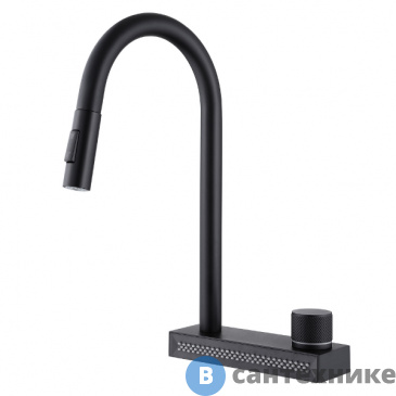 картинка Смеситель ABBER Wasser Kreis AF8114B для кухни с выдвижной лейкой, черный матовый