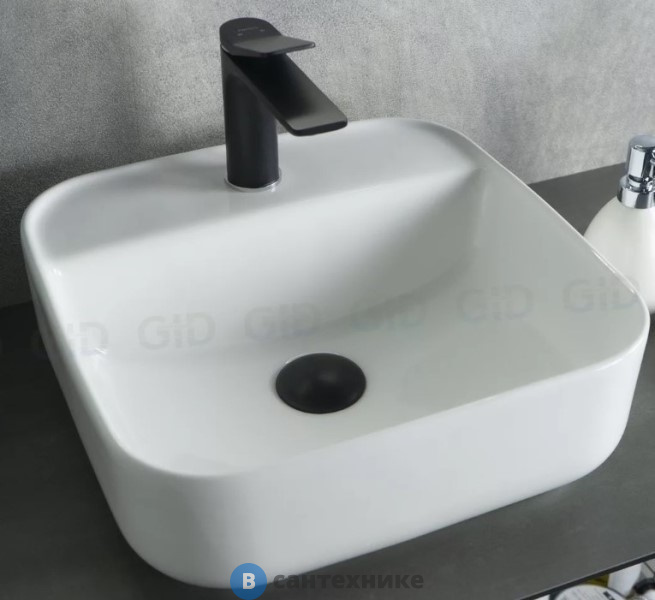 Раковина накладная GID-ceramic N9044 белый (385х385х140)