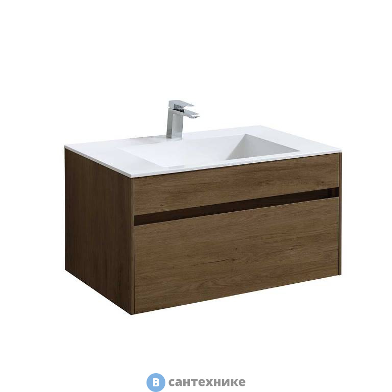 Тумба под раковину Vincea Chiara 800 подвесная, 1 выкатной ящик soft-close, T. Oak (VMC-2C800TO)