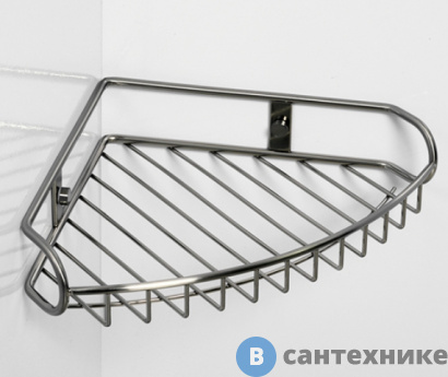 картинка Полка WasserKRAFT K-1511 металлическая угловая нержавеющая сталь AISI 304, покрытие "матовый хром"