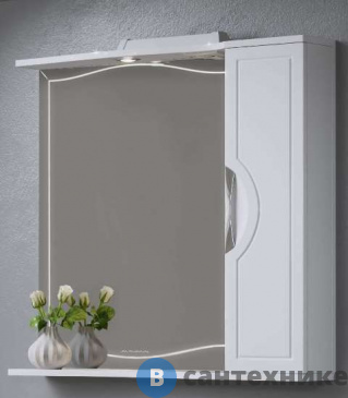 картинка Зеркало Alavann МОНАКО-80 new белое с пеналом, правое (бок эмаль) (АЗ-1601-0601-01)