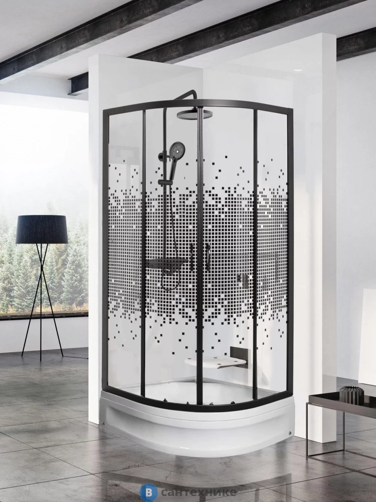 Душевое ограждение МОНОМАХ ДУ  90/180 МЗ BL с поддоном