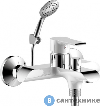 картинка Смеситель Rossinka Silvermix W35-31 для ванны с коротким изливом, хром/бел