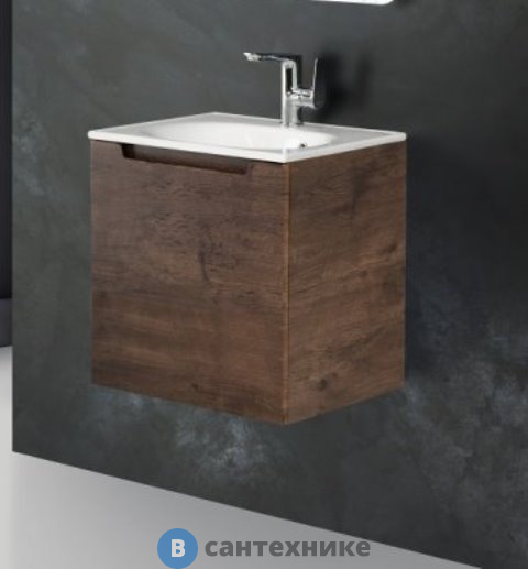 Тумба под раковину BelBagno ETNA подвесная с одним выкатным ящиком, Rovere Moro, 596x460x400, ETNA-600-1C-SO-RW-P