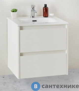 картинка Тумба под раковину BelBagno 51 см KRAFT 39-500/390-2C-SO-BO подвесная с двумя выкатными ящиками, Bianco Opaco