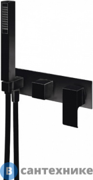 картинка Смеситель Cezares PORTA-VDM2-NOP встраиваемый, для ванны и душа , на 3 выхода, хром черный матовый