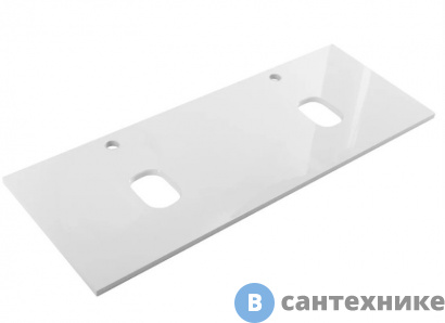 картинка Столешница BelBagno EK-140-2-BL из МДФ с двумя отверстиями под раковину и с двумя отверстиями под смеситель, 1404x462x19 Bianco Lucido