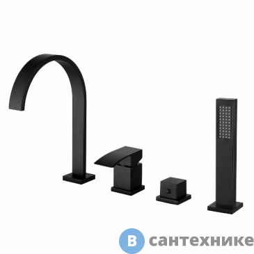 картинка Смеситель ABBER Wasserfall AF8613B на борт ванны, чёрный матовый