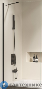 картинка Шторка на ванну RGW SC-151B чёрный/Прозрачное/8 мм 60*150 (351115106-14)