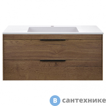 картинка Тумба под раковину Vincea Chiara 2D 1000 подвесная, 2 выкатных ящика soft-close, T.Oak (VMC-2C2100TO)