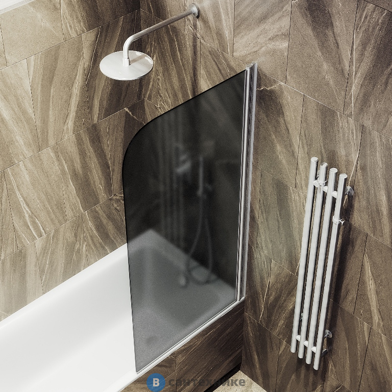 Шторка для ванны поворотная на монопетле MaybahGlass 1400*600 Стекло 6 мм Графит матовый (MGV-614-5)