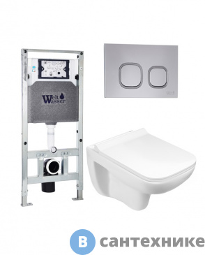 картинка Унитаз с инсталляцией WELTWASSER и кнопкой смыва (AMBERG 506 ST + KEHLBACH 004 GL-WT + AMBERG RD-CR)