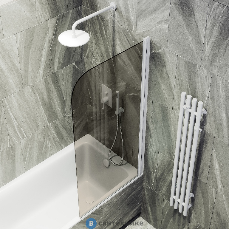 Шторка для ванны поворотная на монопетле MaybahGlass 1400*500 Стекло 6 мм Бронза (MGV-606-1)