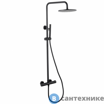 картинка Душевая стойка ABBER Wasser Kreis AF8160B с термостатом без излива, черная матовая