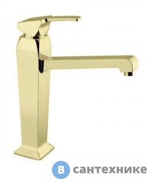 картинка Смеситель Cezares LEGEND-LSM2-A-03/24 на раковину однорычажный, высокий, с донным клапаном, золото, ручка золото
