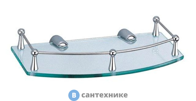 Полка WasserKRAFT K-588  стеклянная металл, хромоникелевое покрытие, закаленное стекло