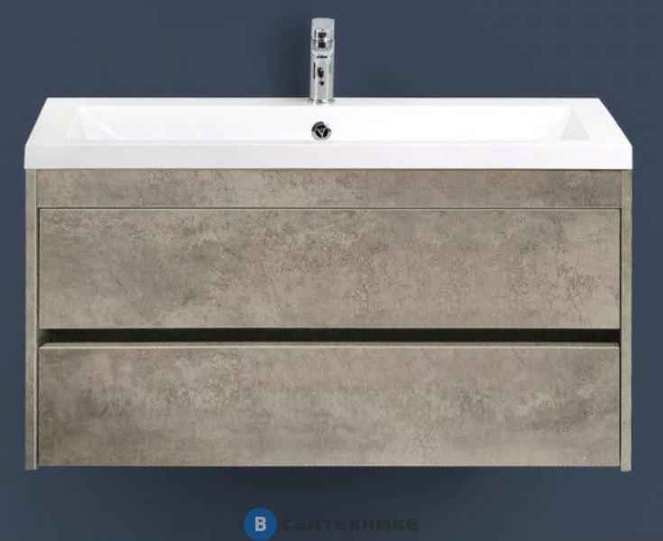 Тумба под раковину Art & MAX FAMILY Family-1000-2C-SO-CV подвесная с двумя выкатными ящиками, Cemento Veneto, 1000x480x550
